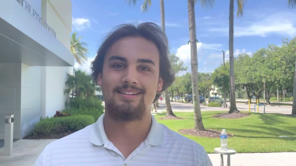 abram murray arrives for miami hurricanes bbq