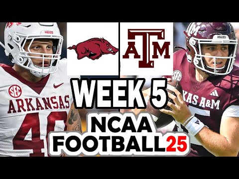 arkansas vs texas am week 5 simulation 2024 rosters for ncaa 14