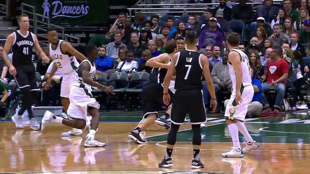 bojan bogdanovic dunks on giannis antetokounmpo nets vs bucks 2016 17 nba season