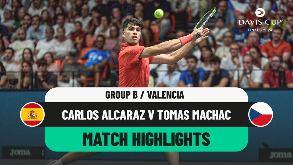carlos alcaraz v tomas machac highlights spain v czechia davis cup 2024 finals group stage