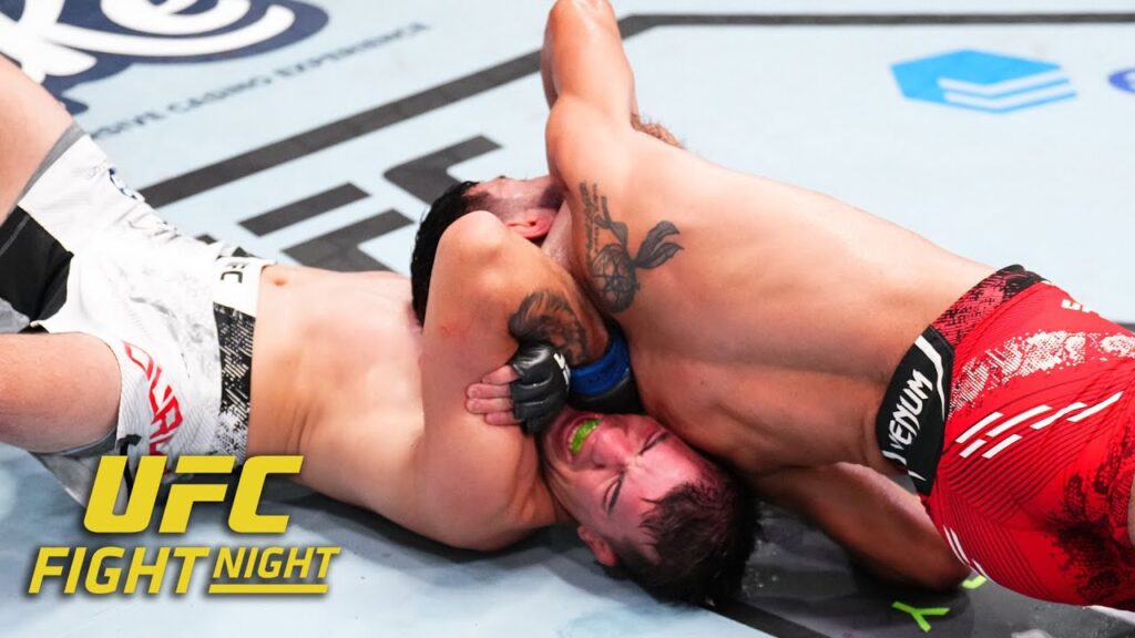 cody durden submits matt schnell with a ninja choke at ufcvegas97 espn mma