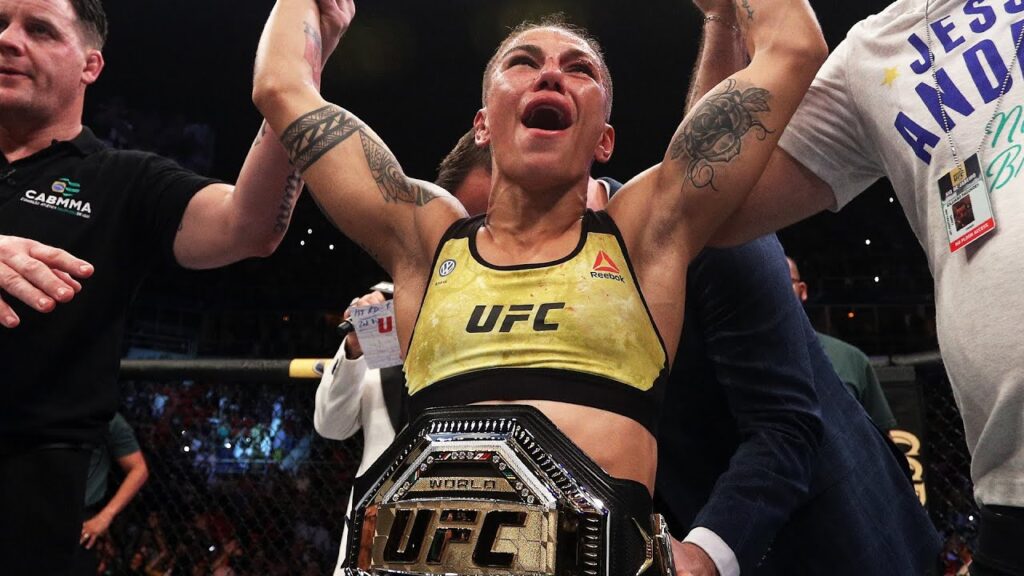 crowning moment jessica andrade claims strawweight title with a statement slam knockout f09f9191 1