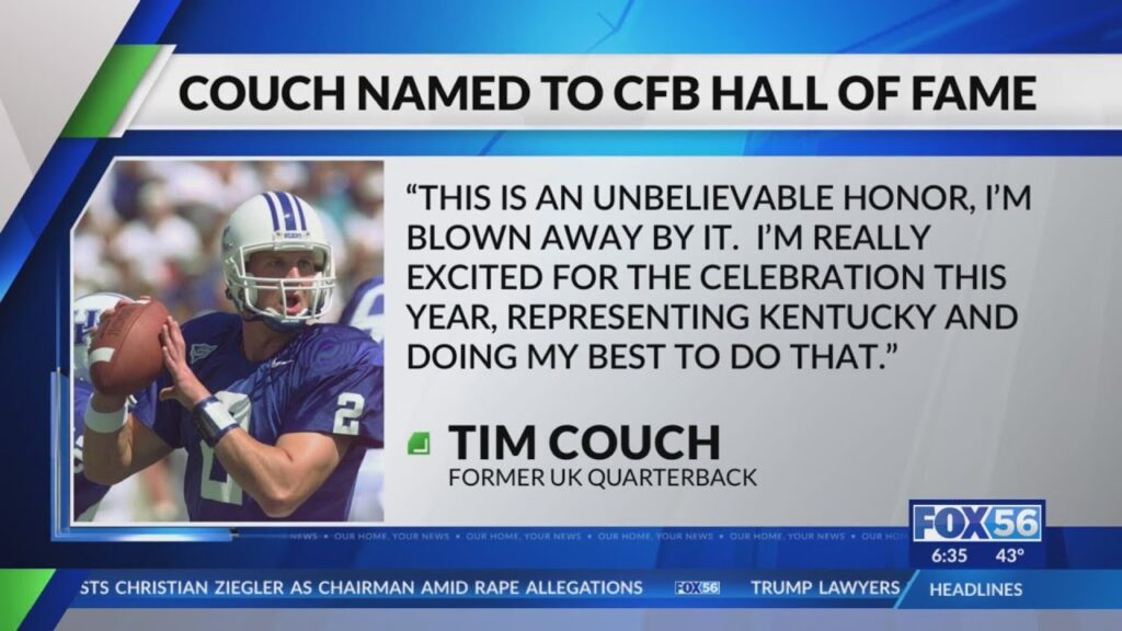 legendary uk quarterback tim couch inducted into college football hall of fame