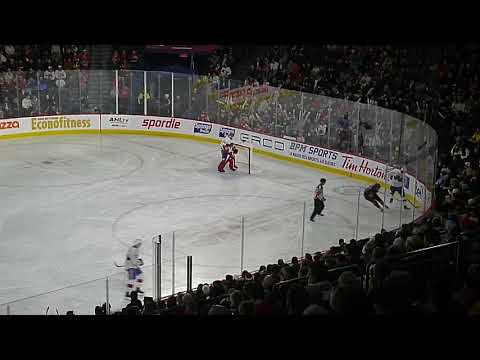 santeri hatakka of the utica comets scores vs the laval rocket 1 31 24