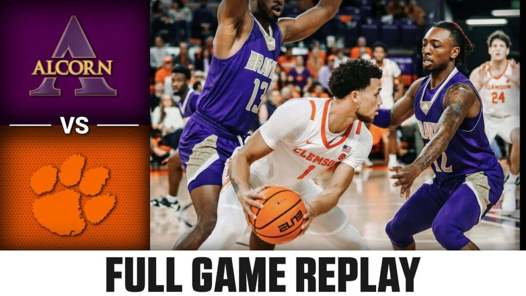 alcorn state vs clemson full game replay 2023 24 acc mens basketball