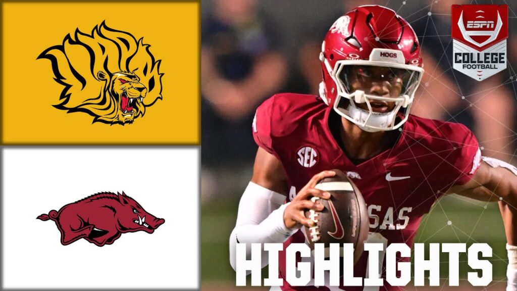 arkansas pine bluff golden lions vs arkansas razorbacks full game highlights espn cfb