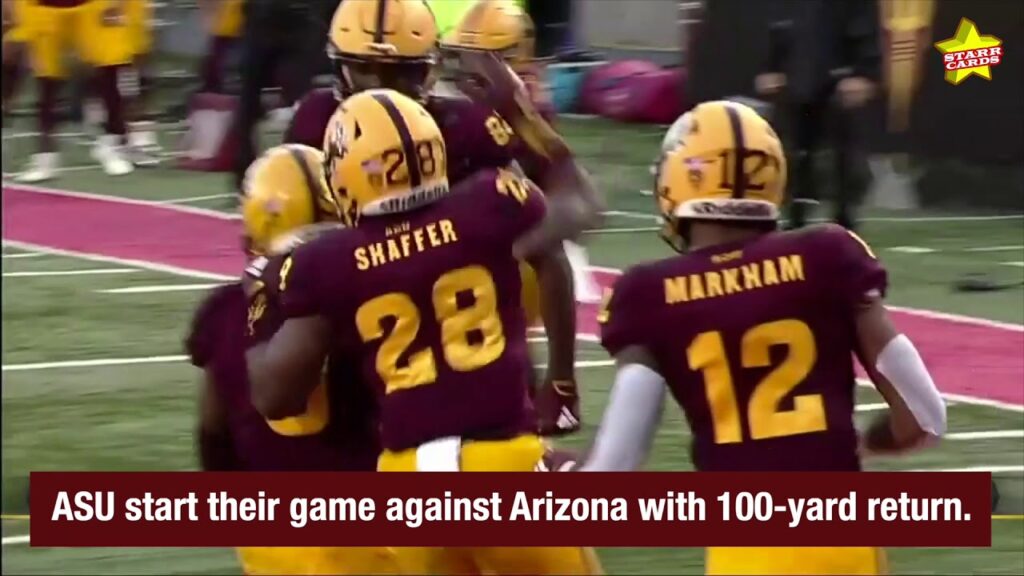 asu takes early 7 0 lead over arizona as d j taylor returns a kickoff 100 yards for the score