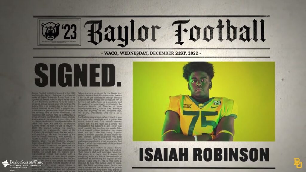 baylor football isaiah robinson highlights