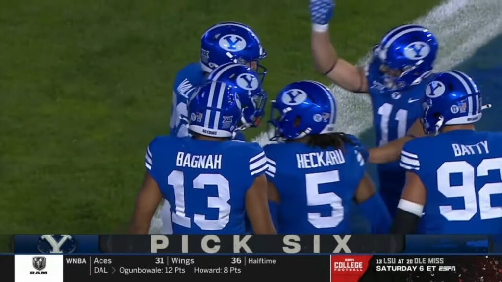 byu db jakob robinson 42 yard pick six vs cincinnati