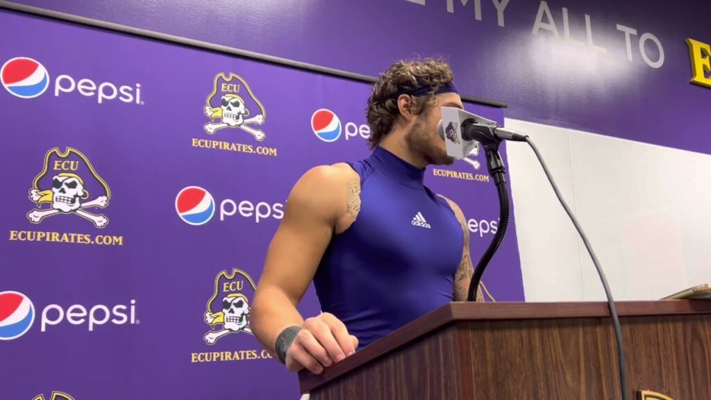 ecu football safety teagan wilk after the defenses strong performance in the win over usf