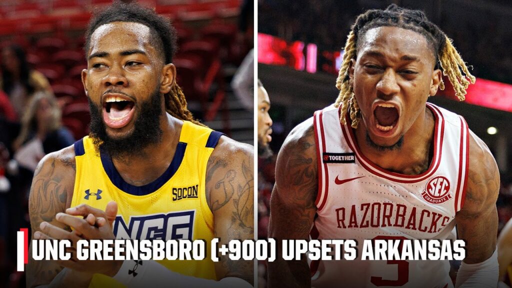 f09f9aa8 upset alert f09f9aa8 unc greensboro 900 defeats no 14 arkansas f09f98b1 espn college basketball