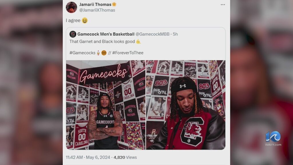 jamarii thomas flips from vcu to south carolina