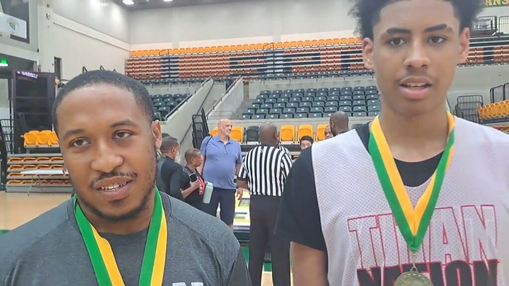 lake taylor coach derek yogi edwards melo baines after 2023 nsu team camp title on june 11th