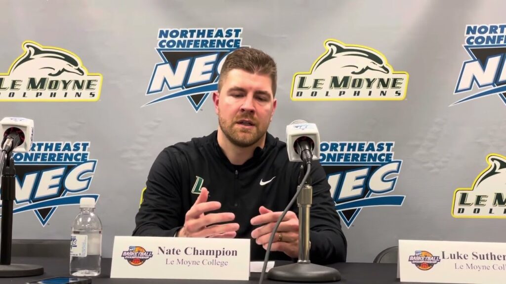 lemoyne basketball coach nate champion on historic nec tourney debut win