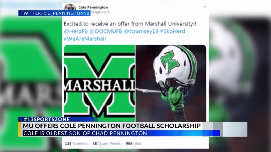 marshall football offers cole pennington a scholarship