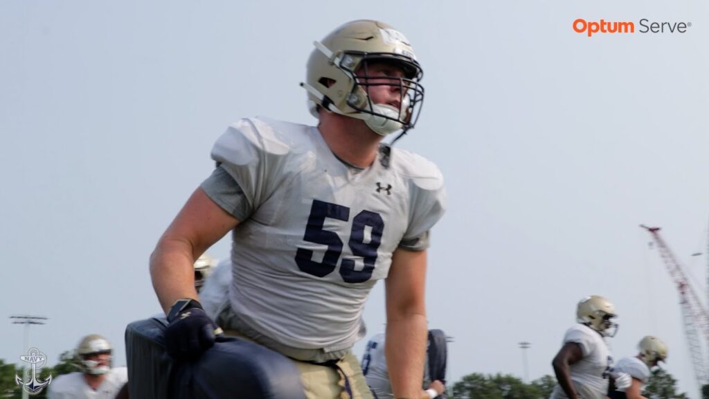 navy football left tackle connor mcmahon interview fall camp