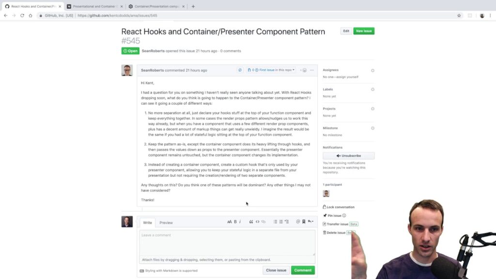 react hooks what will happen to the container presenter pattern