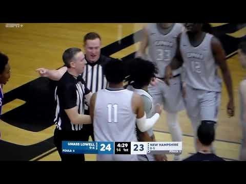 technical fouls on umass lowells cam morris new hampshires ahmad robinson after altercation