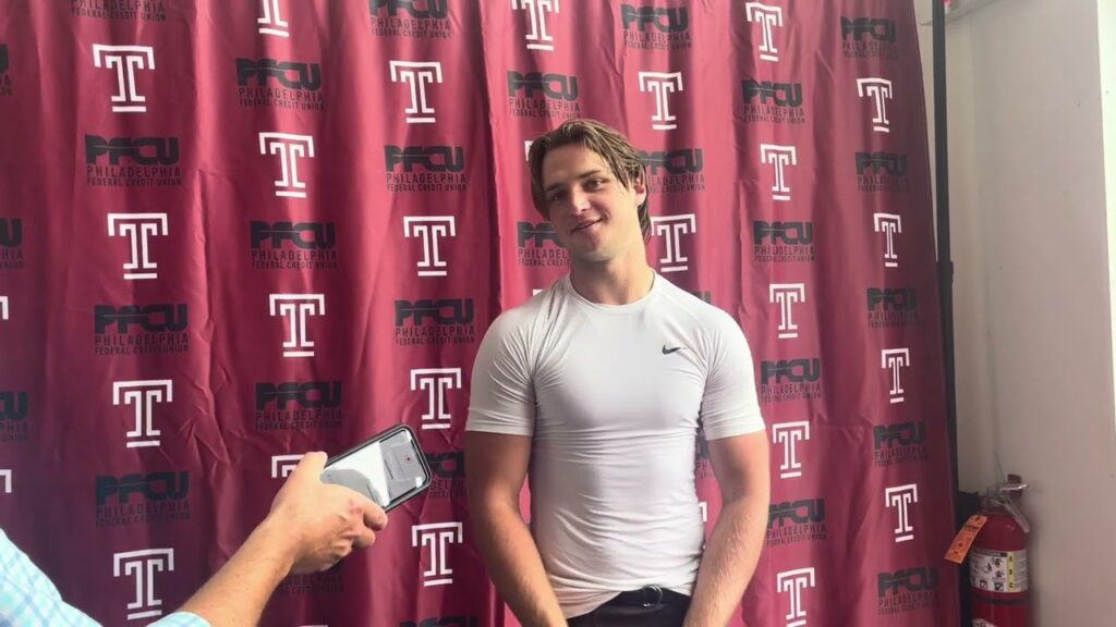 temple qb forrest brock speaks to reporters after fridays practice
