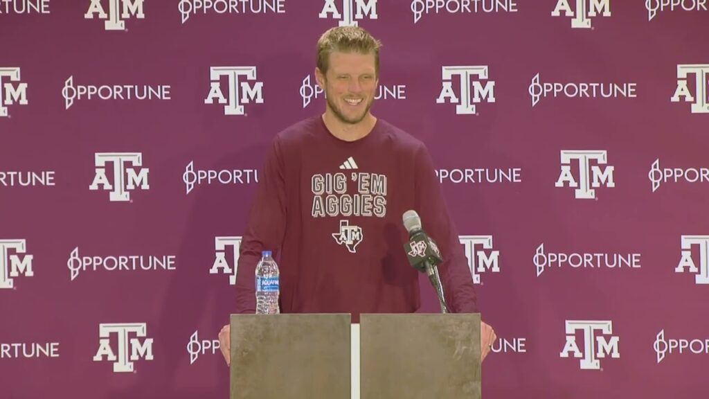 texas am oc collin klein discusses fall camp
