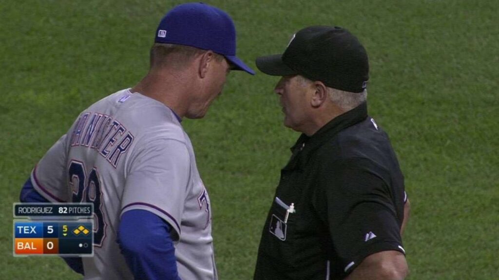 texbal rodriguez gets into confrontation with ump