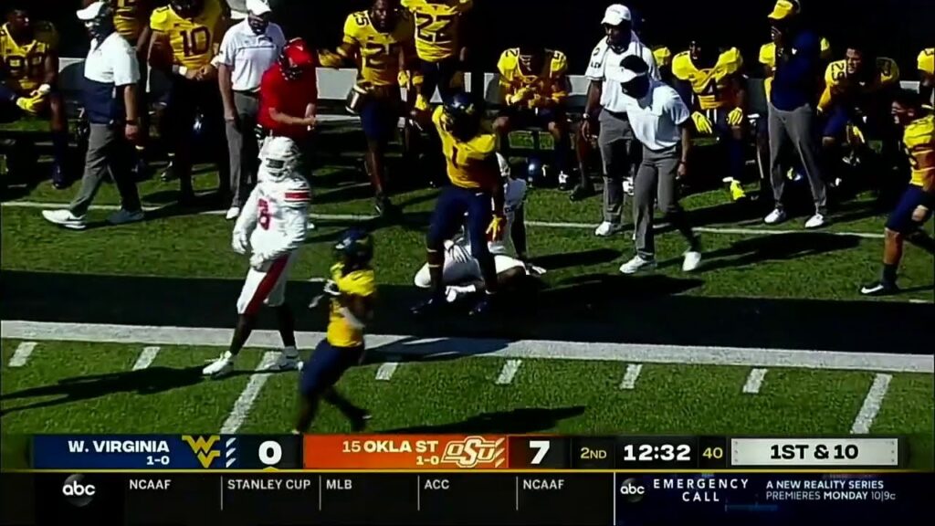tj simmons west virginia wr vs oklahoma st 2020