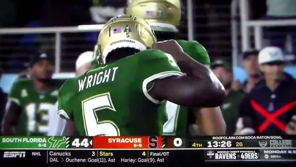 usfsouth florida rb nayquan wright 2 yard td run vs syracuse in boca raton bowl