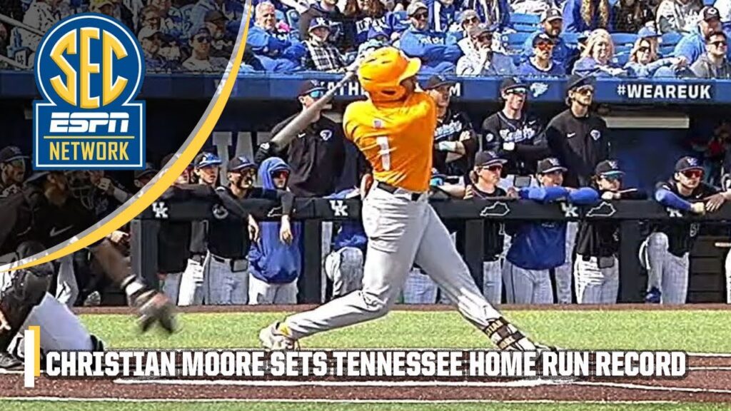 vols christian moore homers three times vs kentucky f09f98b1 espn college baseball
