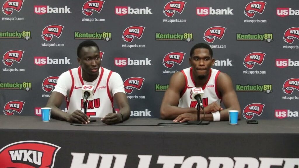 wku mbb babacar faye and brandon newman kentucky wesleyan postgame 11 06 23