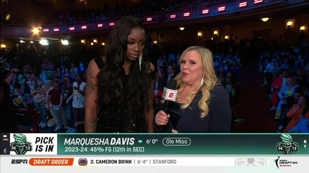 f09f9aa8 marquesha davis 11 pick at 2024 wnba draft by new york liberty interview ole miss rebels