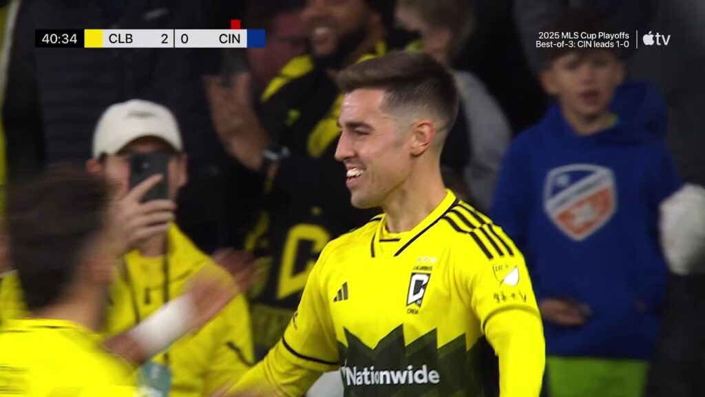 dylan chambost free kick golazo for columbus 2025 audi mls cup playoffs